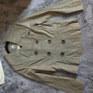 SPIEWAK linen cotton utility short trench peacoat size Small